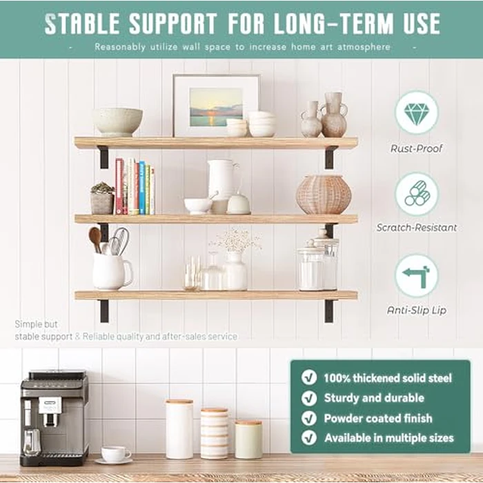 Countertop Support Brackets 4 Pack L Bracket Countertop Brackets 14" x 6" x 2.5" Heavy Duty 3/8" Thick Shelf Brackets Metal Corbels L Shape Bracket for Wood Shelf/Quartz/Granite/Concret Countertops by WINKER - Image 6