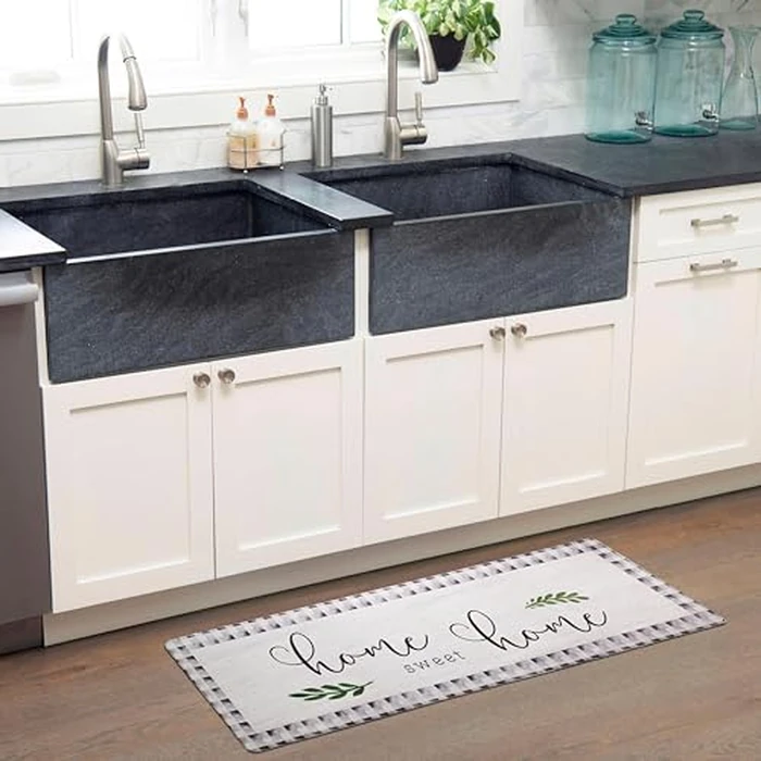 SoHome Cozy Living Anti Fatigue Kitchen Mat for Floor, Home Sweet Home Themed Cushioned Kitchen Runner Rug Mat, Non Slip, Easy Wipe Clean, 1/2 Inch Thick, 18" x 55", Grey by Home Dynamix - Image 3