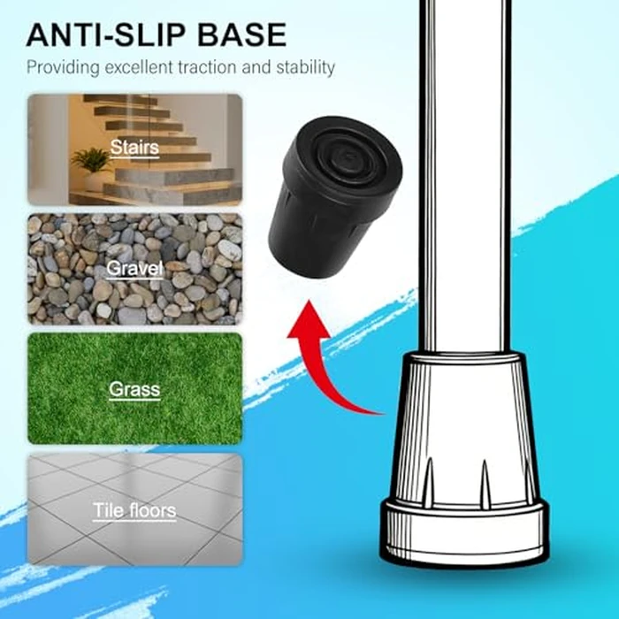 supregear Folding Cane, 5-Level Adjustable Height Walking Stick Lightweight Collapsible Portable Travel Cane with Wrist Strap and T Handle for Elderly Disabled Men Women, Black by supregear - Image 5