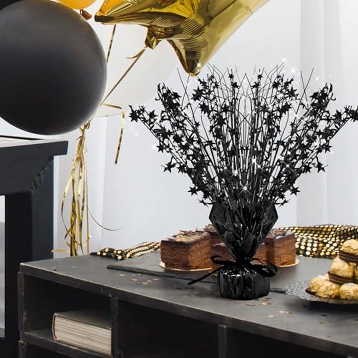 Crowye 3 Pieces Metallic Foil Spray Centerpiece Birthday Table Decoration Star Burst Centerpieces Graduation Table Decor for Birthday 2026 Party Holiday(Black) by Crowye - Image 2