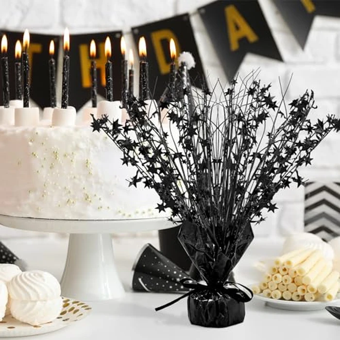 Crowye 3 Pieces Metallic Foil Spray Centerpiece Birthday Table Decoration Star Burst Centerpieces Graduation Table Decor for Birthday 2026 Party Holiday(Black) by Crowye - Image 6
