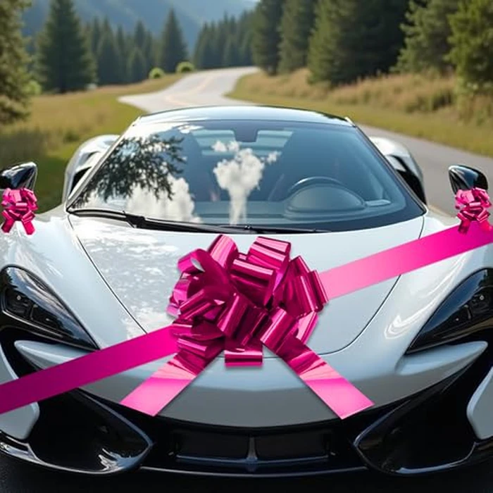 20 Inch Big Rose Red Car Bow, Big Present Bows for Christmas, Giant Bow for Cars, Bowknot Happy Birthday Bowknot Huge Car Bikes Bows Wedding Party Decorations by Hollima - Image 1