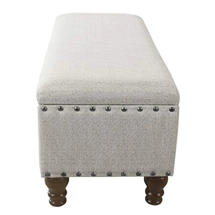 Homepop Home Decor | Upholstered Bench with Nailhead Trim | Large Ottoman with Storage for Living Room & Bedroom | Decorative Home Furniture, Gray Woven by HomePop - Image 4