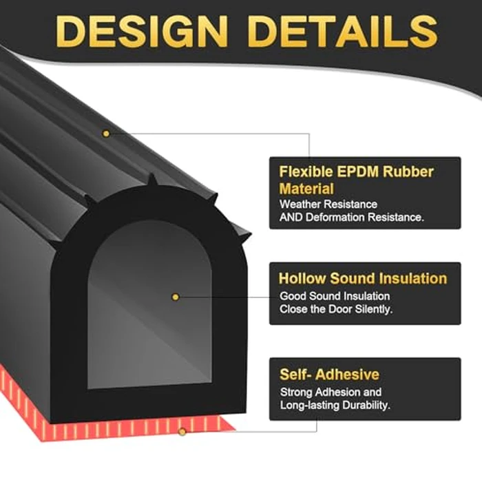 D Shape Door Rubber Seal - Weather Stripping for Truck Camper Doors, 1 Inch EPDM Self Adhesive Rubber Seal Strip for Fill Gaps, Heavy Duty RV Slide Out Exterior Use (6.5 ft) by DOTAATDW - Image 3