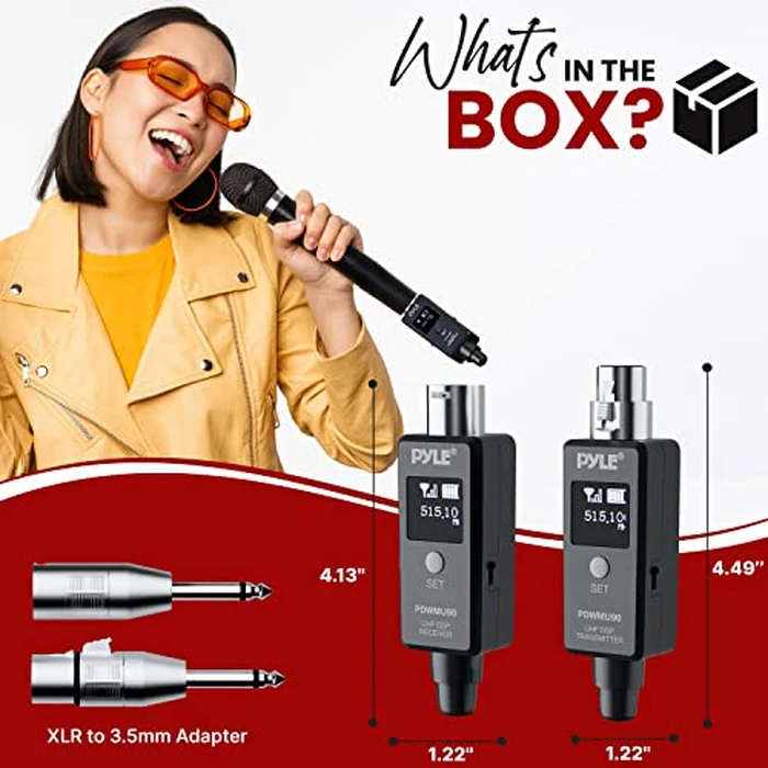 Pyle Multifunctional UHF Wireless XLR Adapter System,Transmitter And Receiver For Dynamic Microphones And Music Sources,48k Frequency Signal Transmission,USB Recharge Capable,90 Feet Range,Dark Gray by Pyle - Image 7