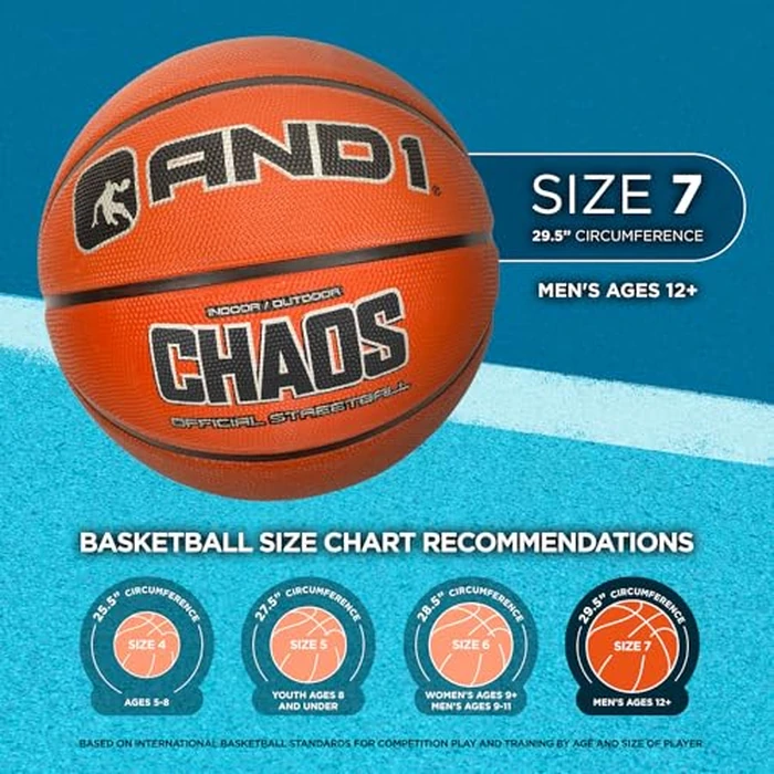 AND1 Fantom Rubber Basketball: Official Regulation Size 7 (29.5 inches) - Deep Channel Construction Streetball, Made for Indoor Outdoor Basketball Games by AND1 - Image 7
