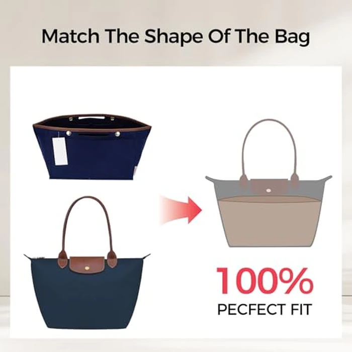 ZTUJO Purse Organizer Insert For Le Pliage, Compatible with Longchamp Le Pliage Shoulder Bag S/L, Top Handle S/M，Energy S/L, Xtra S, Longchamp Organizer Insert (Navy Blue, Medium) by ZTUJO - Image 3