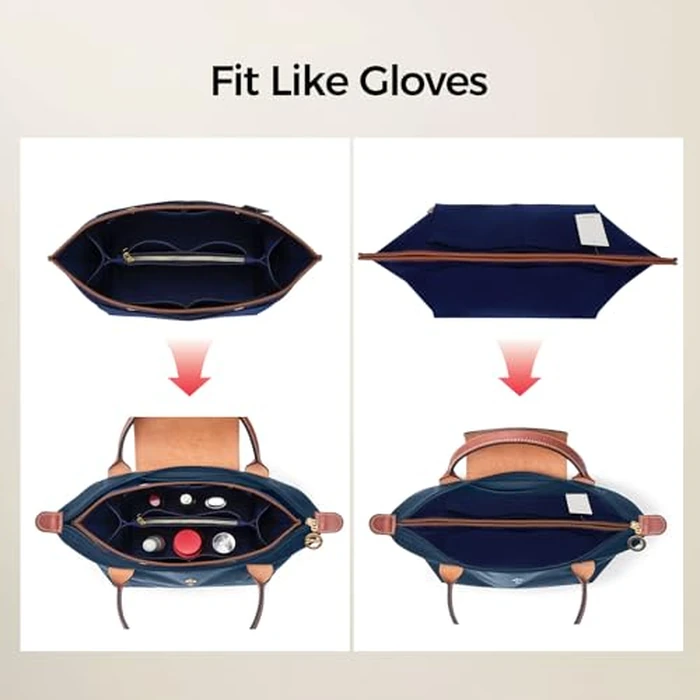ZTUJO Purse Organizer Insert For Le Pliage, Compatible with Longchamp Le Pliage Shoulder Bag S/L, Top Handle S/M，Energy S/L, Xtra S, Longchamp Organizer Insert (Navy Blue, Medium) by ZTUJO - Image 5