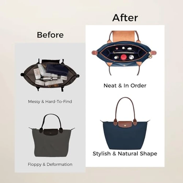ZTUJO Purse Organizer Insert For Le Pliage, Compatible with Longchamp Le Pliage Shoulder Bag S/L, Top Handle S/M，Energy S/L, Xtra S, Longchamp Organizer Insert (Navy Blue, Medium) by ZTUJO - Image 7