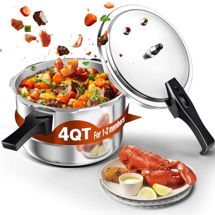 WantJoin 4QT Aluminum Pressure Cooker w/Release Valve & Multiple Protective Devices,Pressure Canner Compatible with Gas & Induction Cooker,Canner Rack Included by WantJoin - Used - Like New condition - CA$34.73