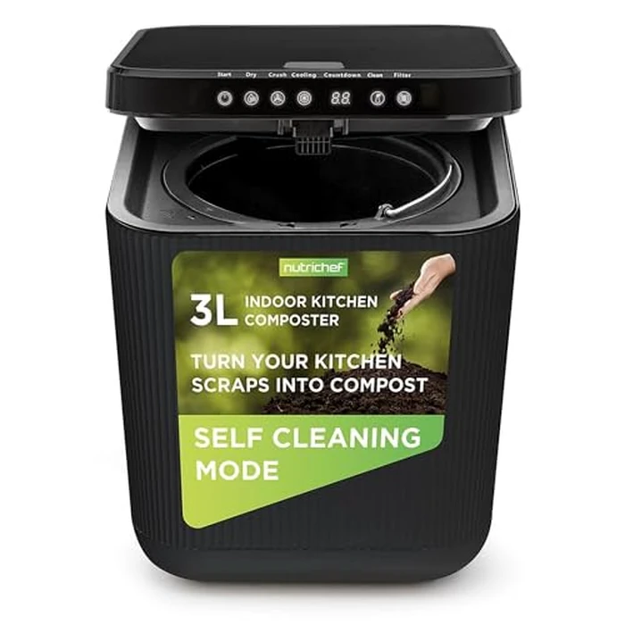 NutriChef Electric Kitchen Compost Bin - Odorless Countertop Food Scrap Recycler with Dry, Crush & Cool Functions for Eco-Friendly Homes by Nutrichef - Used - Very Good condition - CA$144.53