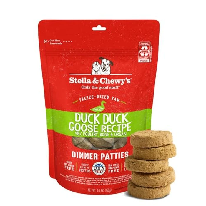 Stella & Chewy’s Freeze Dried Raw Dinner Patties - Grain Free Dog Food, Protein Rich Duck Duck Goose Recipe - 156g Bag by Stella & Chewy's - Used - Very Good condition - CA$22.09