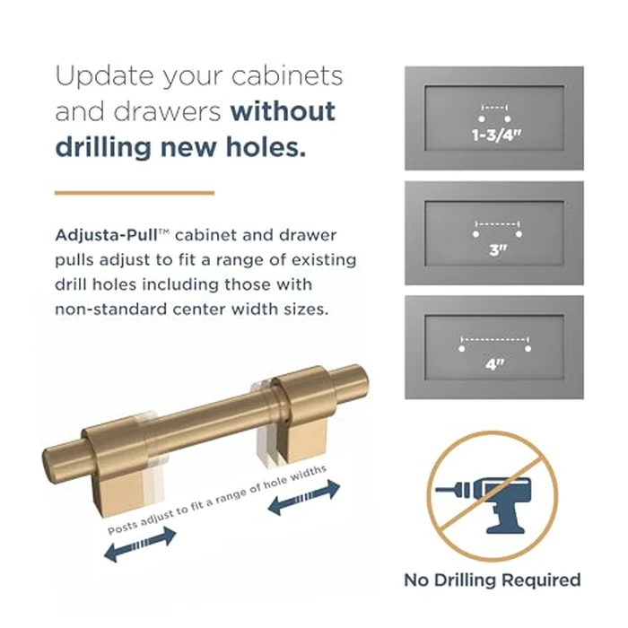 Franklin Brass Adjusta-Pull Fluted Edge (5-Pack) Adjustable Drawer Pulls/Cabinet Handles 1-3/8" to 6-5/16" Hole Center Matte Satin Nickel Hardware Kitchen, Drawers, Dressers, Furniture P49105-SNM-B by Franklin Brass - Image 3