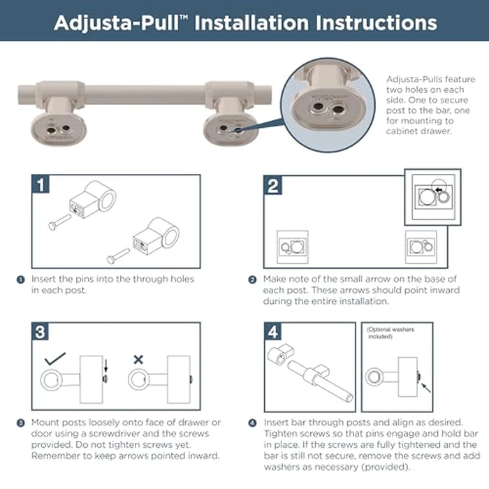 Franklin Brass Adjusta-Pull Fluted Edge (5-Pack) Adjustable Drawer Pulls/Cabinet Handles 1-3/8" to 6-5/16" Hole Center Matte Satin Nickel Hardware Kitchen, Drawers, Dressers, Furniture P49105-SNM-B by Franklin Brass - Image 7