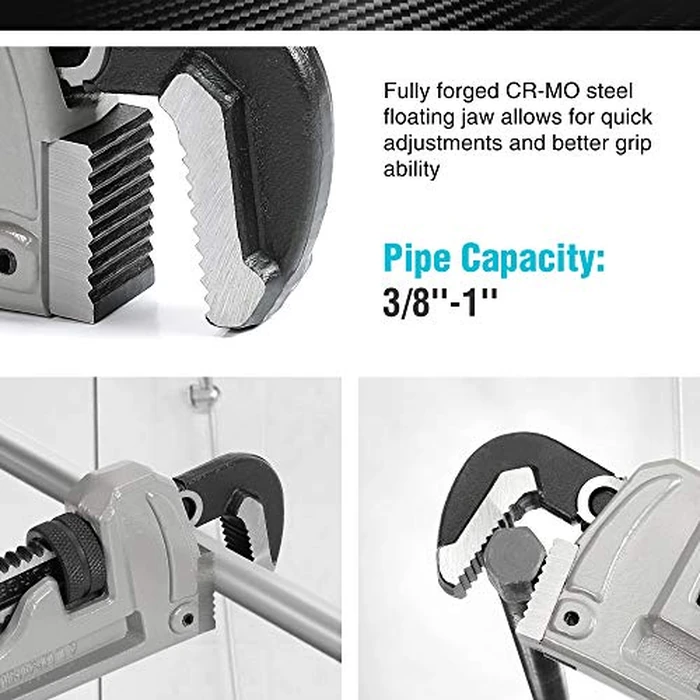 DURATECH 10-inch Heavy Duty Aluminum Straight Pipe Wrench, Adjustable Plumbing Wrench, Drop Forged, Exceed GGG standard by DURATECH - Image 3