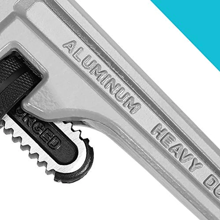 DURATECH 10-inch Heavy Duty Aluminum Straight Pipe Wrench, Adjustable Plumbing Wrench, Drop Forged, Exceed GGG standard by DURATECH - Image 4