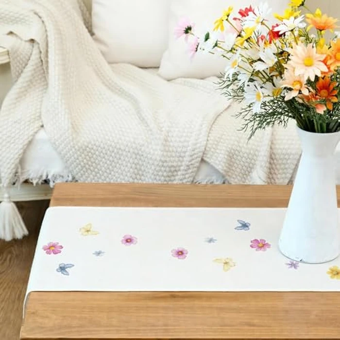 GEEORY Watercolor Daisy & Butterfly Table Runner 13x72 Inches - Spring Summer Farmhouse Decor for Indoor Kitchen Dining Table & Home Party by GEEORY - Image 9