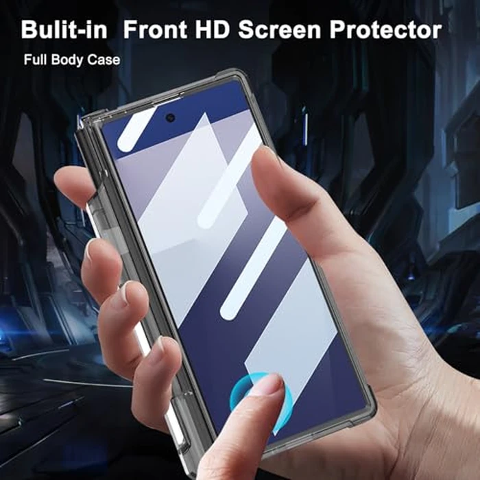 FODDOM DOOTOO for Samsung Galaxy Z Fold 7 Clear Case [Compatible with MagSafe] with Pen & S Pen Holder Hinge Protection Screen Protector All-Inclusive Shockproof Cover (Clear Black) by FODDOM - Image 7