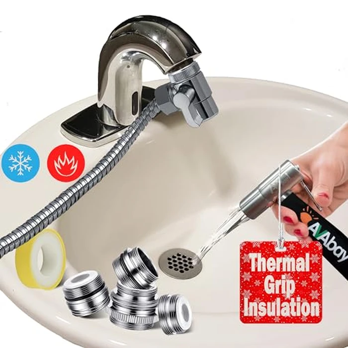 AVAbay(R) Basin Faucet Handheld Bidet Sprayer Toilet Bidet Bracket for Hot and Cold Water I Long 80 Inch Hose Perfect for Female Hygiene, Cloth Diapers, Bathroom Toilet Cleaning by AVAbay - Used - Like New condition - CA$53.15