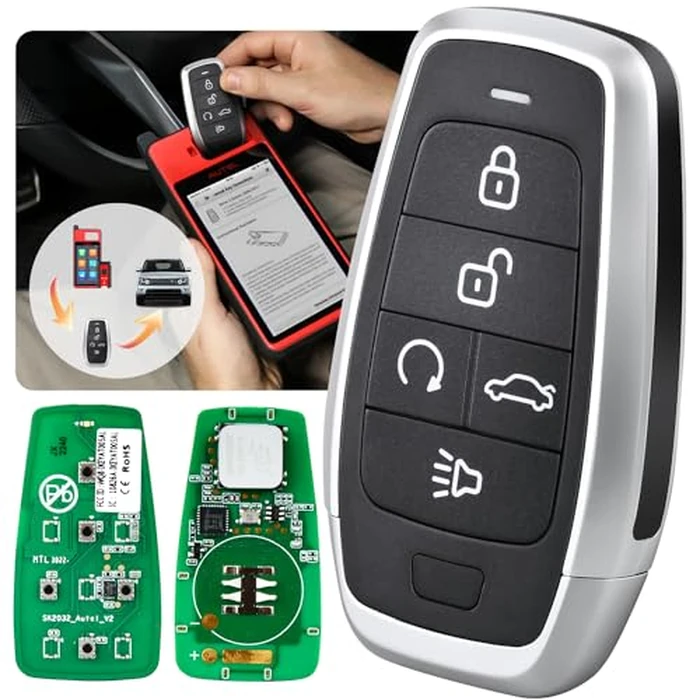 Autel MaxiIM Blank Key, IKEYAT005BL, Programmable Universal Remote Fob Replacement, 5-Button, OE-Quality, OBD Learning for 700+ Cars, Dual-Band, 130FT Remote, Multi-Frequency, Work w/ KM100 Scan Tool by Autel - Used - Very Good condition - US$37.61