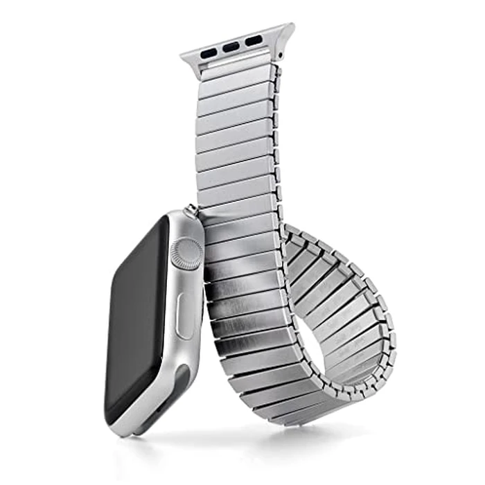 Speidel Twist-O-Flex Expansion band in Brushed Steel compatible for use with the 42/44/45 Apple Watch Series 1, 2, 3, 4,5, 6, 7, 8, 9 in Size 18 by Speidel - Used - Like New condition - US$27.23