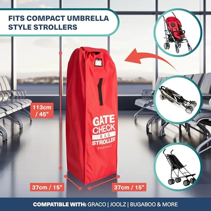 Bramble 600D Oxford 45" Inch Large Umbrella Stroller Bag for Airplane with Flip Top & PVC ID Window | Waterproof Gate Check Stroller Bag for Airplane, Umbrella Stroller Travel Bag for Airplane by Bramble - Image 3