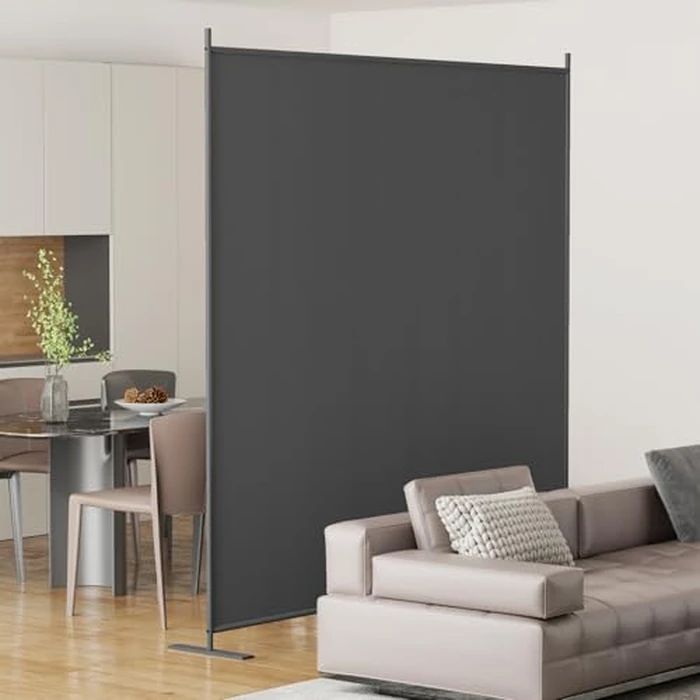 Helios&Hestia 1-Panel 6 ft Tall Indoor Folding Room Divider, Portable Privacy Screen, Freestanding Partition Separator, Temporary Wall Separation for Bedroom, Office, 71" W X 71" H, Dark Grey by Helios&Hestia - Image 3
