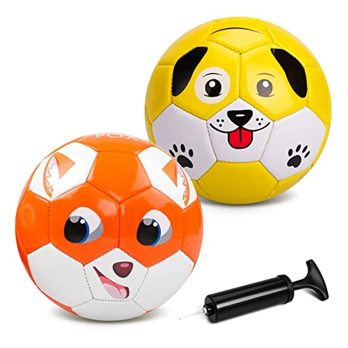 Toddler Soccer Ball Size 2 - Small Soft Kids Ball 2 Pack for Ages 1-5 Cartoon Sports Toy Boys Girls - Great Soccer & Birthday Gift for Babies, Toddlers & Kids Indoor Outdoor Games by Paokoo - Used - Like New condition - US$23.74