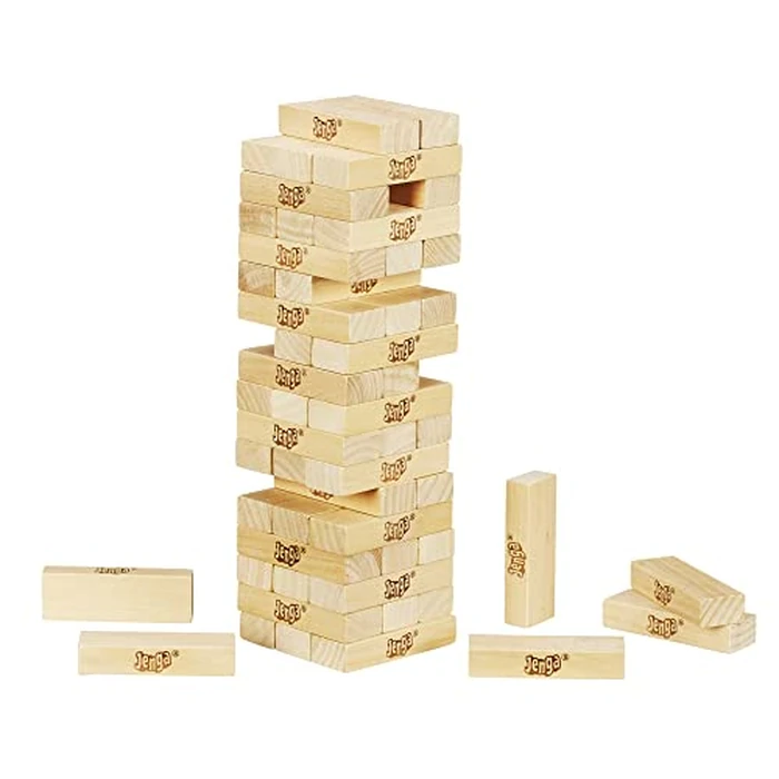 Jenga Game Wooden Blocks Stacking Tumbling Tower Kids Game Ages 6 and Up by Hasbro - Image 2