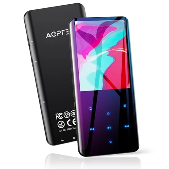 AGPTEK 64GB MP3 Player with Bluetooth 5.3, A19PL 2.4" Curved Screen Portable Music Player with Speaker Lossless Sound with FM Radio, Voice Recorder, Supports up to 128GB, Black by AGPTEK - Image 1