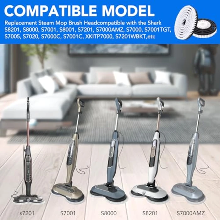 S7000 Upgraded Scrub and Steam Mop Brush Heads for Shark Steam Mop S7001, S8201, S7201, S7000AMZ, S8001, S7001TGT, S7005, S7020, etc - Replacement Mop Head for Deep Cleaning Hard Floors (White) by Sgizoku - Image 3