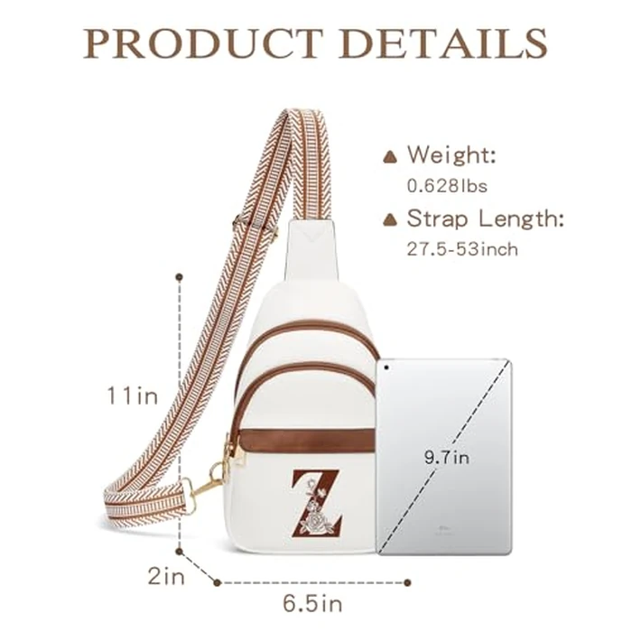 CLOUDWINGS Mothers Day Gift for Women Crossbody Bags Sling Bag Fanny Packs for Women with Initial Letter Chest Bag for Travel, Z by CLOUDWINGS - Image 5