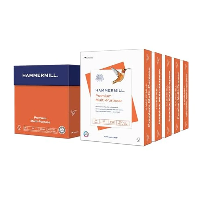Hammermill Printer Paper, Premium Multipurpose Paper 24 lb, 8.5 x 11-5 Ream (2,500 Sheets) - 92 Bright, Made in the USA by Hammermill - Image 1