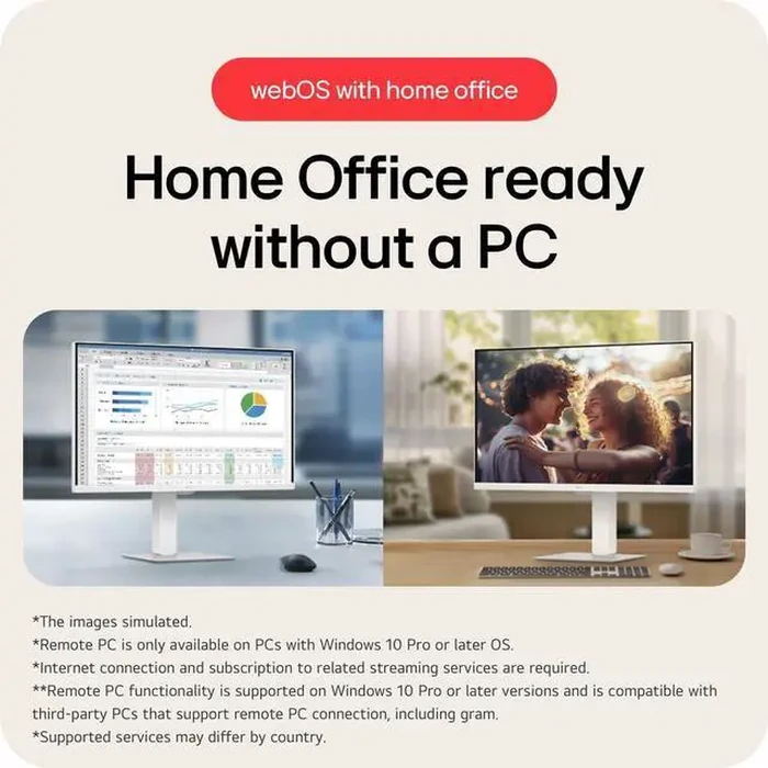 LG 27" UHD 4K 60Hz IPS AMD FreeSync HDR10 Built-in Speaker USB-C WebOS Remote Control included Smart White Computer Monitor with Height Adjustable, by LG Electronics - Image 5