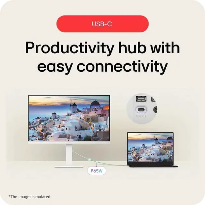 LG 27" UHD 4K 60Hz IPS AMD FreeSync HDR10 Built-in Speaker USB-C WebOS Remote Control included Smart White Computer Monitor with Height Adjustable, by LG Electronics - Image 6