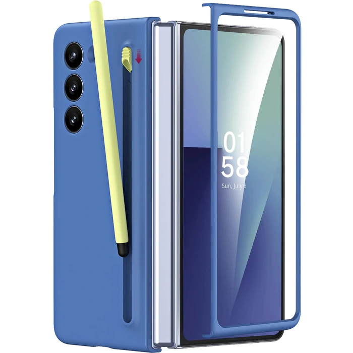 Miimall for Samsung Galaxy Z Fold 7 Case with Stylus and S Pen Holder, Slim Durable Galaxy ZFold 7 Case with Built in Screen Protector, Wireless Charging Compatible, Sky Blue by Miimall - Used - Acceptable condition