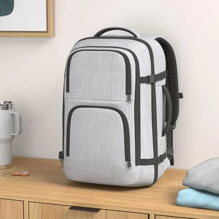 Dinictis Travel Backpack Carry on Flight Approved, Backpack Suitcase for Travel, Personal Item Travel Bag fits 17 inch Laptop- Grey by Dinictis - Used - Like New condition - US$20.89