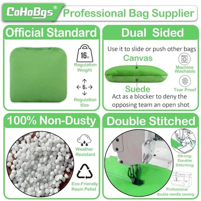 CoHoBgs Dual Sided Cornhole Bags, Professional Regulation Corn Hole Bags Set of 8, All Weather Cornhole Corn Hole Bean Bags Includes Carry Case by CoHoBgs - Image 2