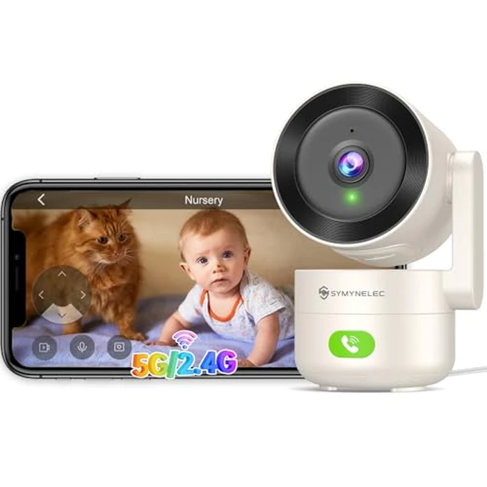 SYMYNELEC Indoor Camera for Home Security: 5G Wireless WiFi Baby Monitor with Phone App - 2K Smart Video Camera for Room - Pet Dog Kids Monitoring by SYMYNELEC - Image 1