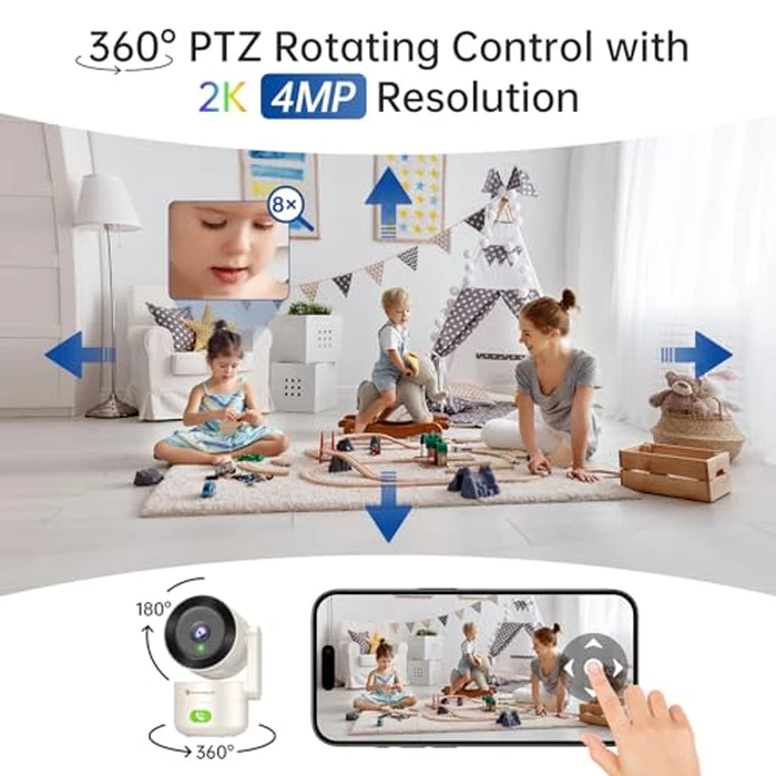 SYMYNELEC Indoor Camera for Home Security: 5G Wireless WiFi Baby Monitor with Phone App - 2K Smart Video Camera for Room - Pet Dog Kids Monitoring by SYMYNELEC - Image 2