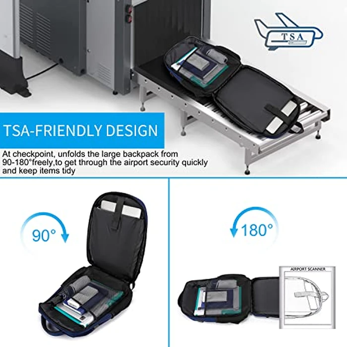 Backpack, Travel Backpack, School Backpack, 17.3 Inch Business Laptop Backpack with USB Charging Port,TSA Water Resistant College Bookbag Gifts for Men Women Boys Teen,Blue by Cafele - Image 2