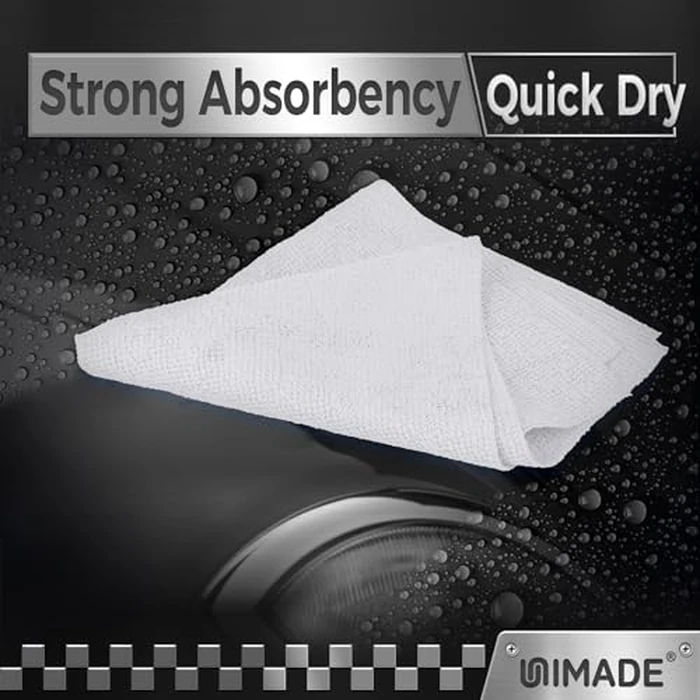 UNIMADE Shop Towels, 100 Pack Commercial Grade Work Rags Microfiber Towels for Cars Cleaning Rags Bulk Detailing Cloth for Automotive Bar Mechanic Restaurant Garage Housekeeping, 11.5"x 11.5", White by UNIMADE - Image 4