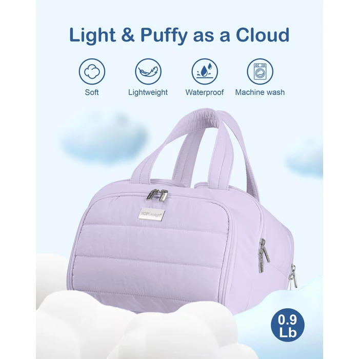 TOPDesign Travel Toiletry Bag for Women, Puffer Large Toiletry Bag, Lightweight Cosmetic Makeup Organizer with Handle for Traveling, Accessories, Essentials, Toiletries (Light Purple) by TOPDesign - Image 2