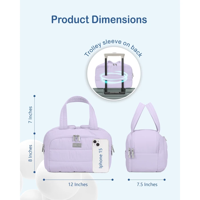 TOPDesign Travel Toiletry Bag for Women, Puffer Large Toiletry Bag, Lightweight Cosmetic Makeup Organizer with Handle for Traveling, Accessories, Essentials, Toiletries (Light Purple) by TOPDesign - Image 3
