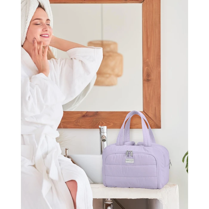 TOPDesign Travel Toiletry Bag for Women, Puffer Large Toiletry Bag, Lightweight Cosmetic Makeup Organizer with Handle for Traveling, Accessories, Essentials, Toiletries (Light Purple) by TOPDesign - Image 7