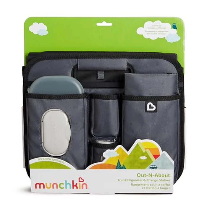 Munchkin Out-n-About Trunk Organizer for SUVs and Cars with Portable Changing Pad and Wet Baby Wipes for Diaper Changes On-the-Go, Collapsible, Grey by Munchkin - Image 2
