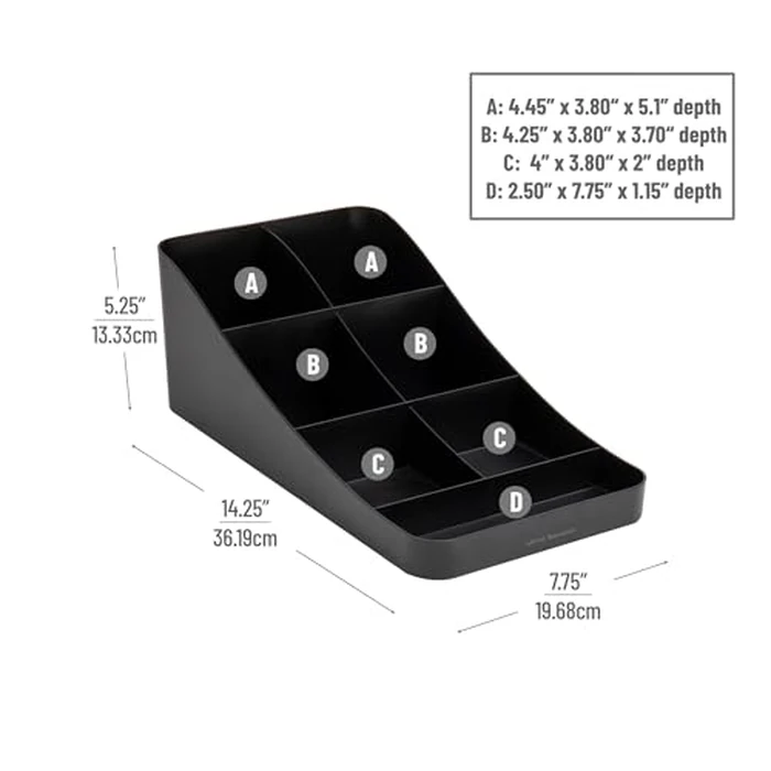 Mind Reader Cup and Condiment Station, Countertop Organizer, Coffee Bar, Kitchen, 7.25"L x 15.5"W x 5.25"H, Set of 2, Black by Mind Reader - Image 3