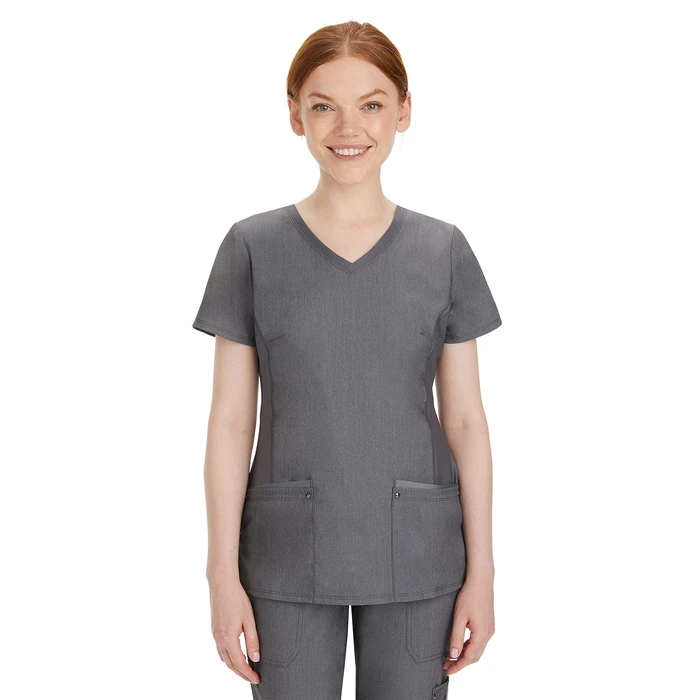 Healing Hands Women's Scrub Top V-Neck with 2 Pockets, 2-Way Stretch, and Yoga Knit Side Panels for Slim Fit Plus Size - 2245, 2XL, Heather Grey by Healing Hands - Used - Like New condition