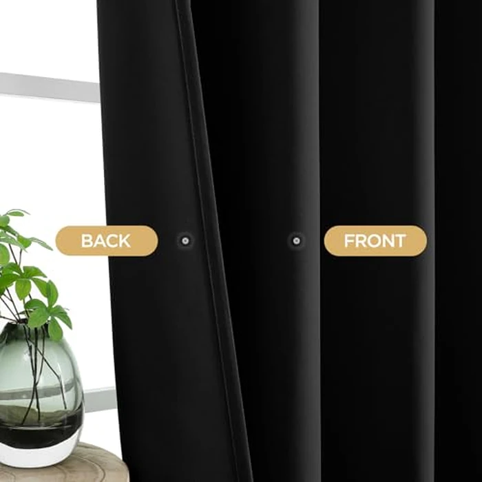 CUCRAF Black Blackout Curtains 90 inch Length, Thermal Insulated Room Darkening Small Window Curtains for Bedroom,Light Blocking Drapes for Kitchen Living Room,Set of 2 Panels, 52 x 90 Inch by CUCRAF - Image 9
