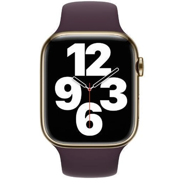 Apple Watch Series 7 (Cellular + GPS) - 32GB - 41mm - Gold Stainless Steel Case with Dark Cherry Rubber Sport Band by Apple - Image 1